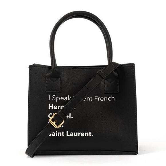 “I Speak Fluent French” vegan mini crossbody tote - Picture 3 of 3